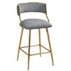 Gulches Corduroy Counter Height Bar Stools Set of 2, Grey, 26" with Golden Chromed Base & Footrest - 4 of 4
