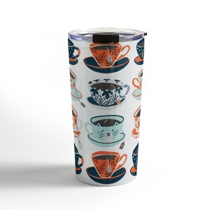 Cat Coquillette Tea Time Coral Teal 20 oz Stainless Steel Travel Mug - Deny Designs - 1 of 4