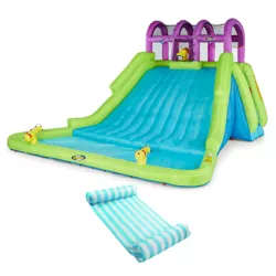 Kahuna Mega Blast Inflatable Backyard Kids Pool and Slide Water Park and Comfy Floats 91613VM Inflatable Striped Hammock Pool Float, Teal