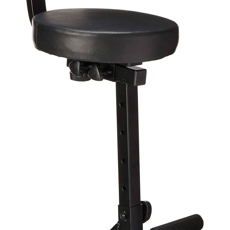 Odyssey DJ Musician Performer Chair Seat Padded Portable Stool with 300 Pound Weight Limit, Adjustable Height, and Back Rest, Black, 4 of 6
