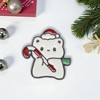Unique Bargains Christmas Brooches Series Alloy Dripping Wax White Red 0.87"x1.02" 1Pcs - 2 of 4