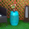 Outsunny Steel Patio End Table, Round Side Table with Hollow Drum Design, Accent Table for Outdoor and Indoor Use - image 2 of 4