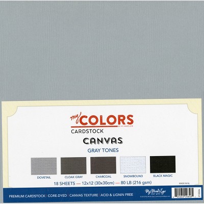 My Colors Canvas Cardstock Bundle 12"X12" 18/Pkg-Gray Tones