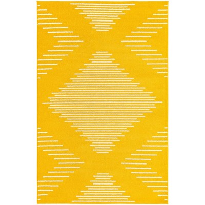 Kai Yellow Geometric Stain-Resistant Synthetic Rug
