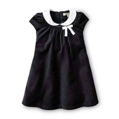 Girls black dress shop with white collar