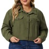 Agnes Orinda Women's Plus Size Lightweight Cropped Button Down Corduroy Trucker Jackets - 2 of 4