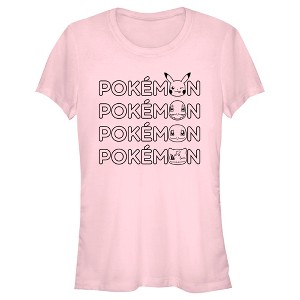 Juniors Womens Pokemon Starter Heads Outline T-Shirt - 1 of 4