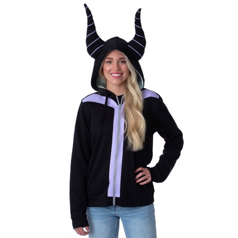 Disney Womens' Villains Maleficent 3d Horns Costume Full-zip