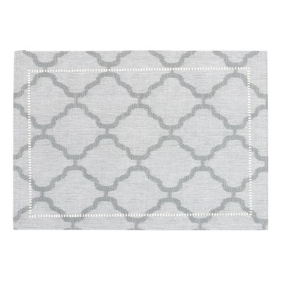 Gray Fabric Laser-Cut Hemstitch Placemats Set of 4