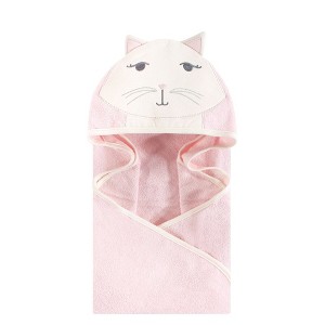 Hudson Baby Infant Girl Cotton Animal Face Hooded Towel, Kitty, One Size - 1 of 1