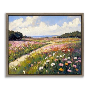 Stupell Industries Romance Walkway with Flowers Floating Frame Canvas Art - 1 of 4