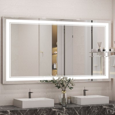 Keonjinn LED Front Light Bathroom Vanity Wall Mirror, 3 Color Temperatures, Anti-fog