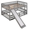 NicBex Twin Over Twin/Full Over Full Solid Wood Bunk Bed with Slide,Versatile Loft Bed with Fence and Ladder for Bedroom,White/Gray/Espresso - 4 of 4