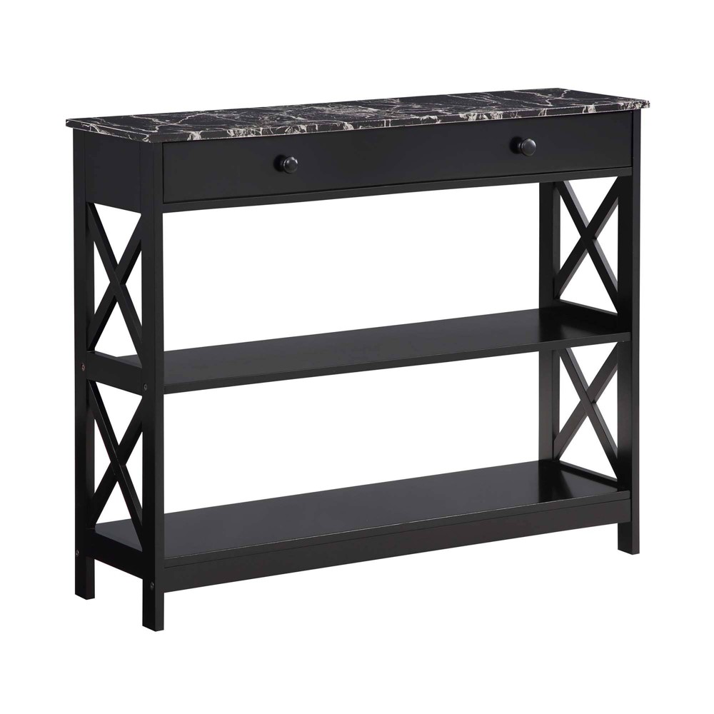 Photos - Coffee Table Breighton Home Xavier Console Table with Open Shelves and Drawer Black Fau