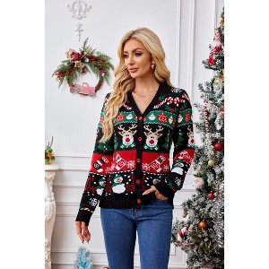 Garvee Women's Ugly Christmas Sweater Caidigans Knitted Long Sleeve Open Front Pullover Sweaters - 1 of 4