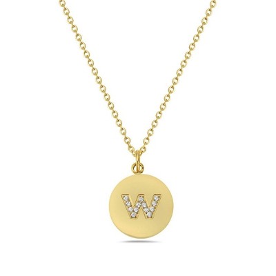 Adornia Tarnish Resistant 14k Gold Plated Initial Pave Disc Necklace