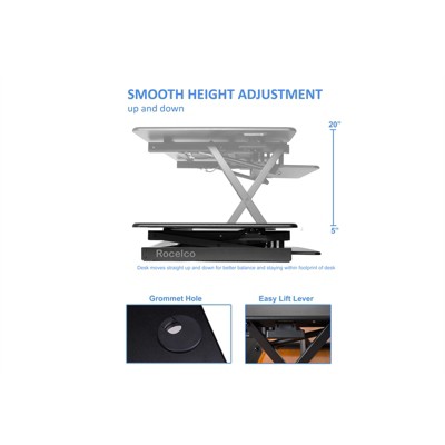 ErgoFlex 46" Black Standing Desk Converter with Dual Monitor Mount