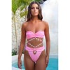 Moda Minx Lost in Paradise 'Candy Pink' Tanning in Thailand Crystal High Waist Bikini Bottoms - 3 of 4