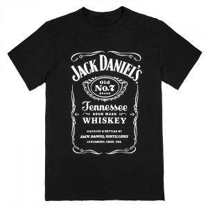 Mens Jack Daniel's Tennessee Sour Mash Whiskey Label Black T-Shirt - 1 of 4
