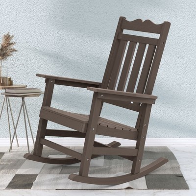 Sonkuki Patio Outdoor Adirondack Rocking Chair with Big Armrests, Weather Resistant, Easy Installation, Lawn and Backyard