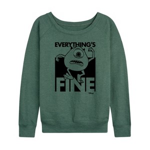 Women's - Disney - Everythings Fine Lightweight French Terry Wide Neck Long Sleeve Shirt - 1 of 4