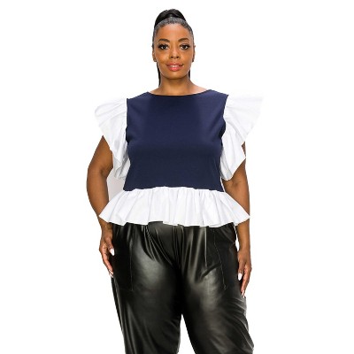 L I V D Women's Ruffled Babydoll Peplum Top
