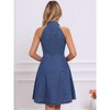 INSPIRE CHIC Women's Lightweight Halter Neck Button Down A-Line Denim Dress - 3 of 4