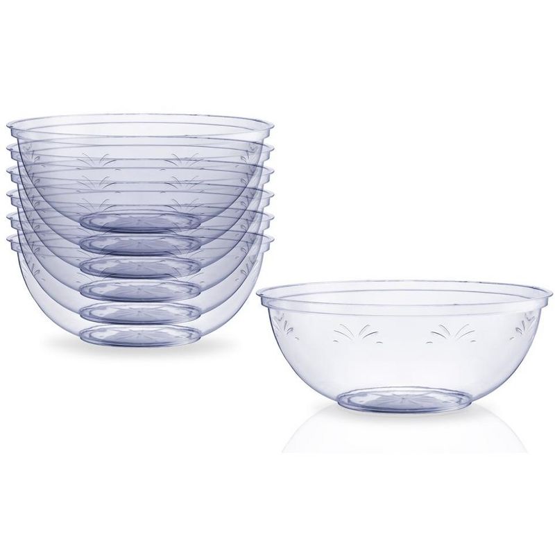 Crown Display 4 Pack Clear Disposable Round Salad Bowls Serving Bowl with Leaf indentation, 5 of 9