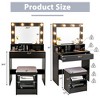 Costway Vanity Table Set with Lighted Mirror 8 LED Bulbs Large Drawer Cushion Stool - 2 of 4