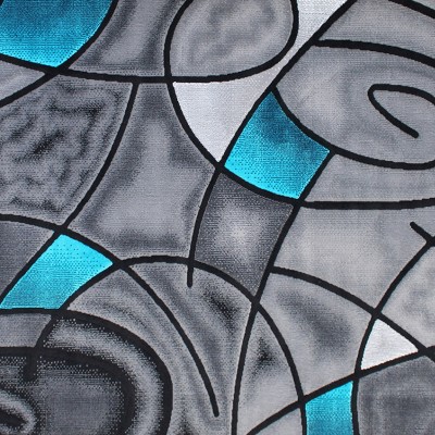 Masada Blue and Grey Abstract Modern Area Rug, 8x10