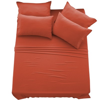 6 Piece Bed Sheet Set Ultra Soft Brushed Microfiber Solid Sheets with Pillow Cases - Lux Decor Collection