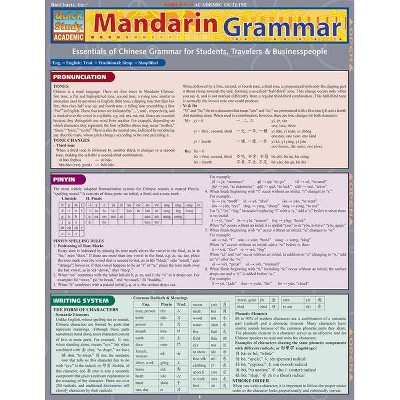 Mandarin Grammar - (Quickstudy: Academic) by  Lung-Hua Gail Hu (Poster)