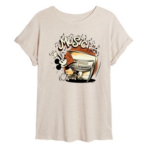 Women's - Disney - Music To My Ears Oversized Graphic T-Shirt - 1 of 4