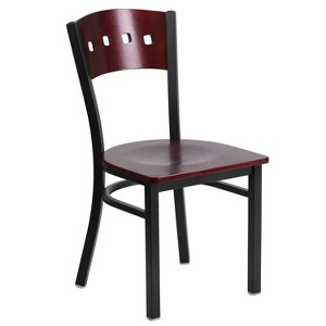 Emma and Oliver Black Decorative 4 Square Back Metal Restaurant Dining Chair - 1 of 4