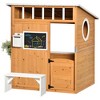 Outsunny Wooden Playhouse for Kids Outdoor, Garden Games Cottage, with Working Door, Windows, Mailbox, Bench, Flowers Pot Holder, 48" x 42.5" x 53" - image 4 of 4