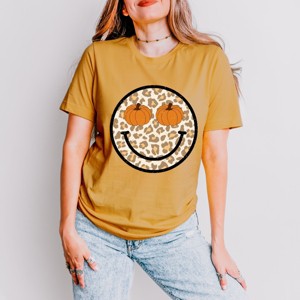 Simply Sage Market Pumpkin Leopard Smiley Short Sleeve Tee - 1 of 4