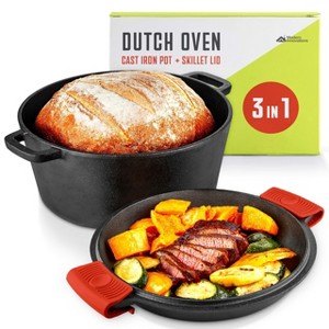 Modern Innovations 3-in-1 Preseasoned 3.2QT Dutch Oven & Skillet Combo - 1 of 4