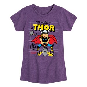 Girls' - Marvel - Thor Doodle Fitted Short Sleeve Graphic T-Shirt - 1 of 4