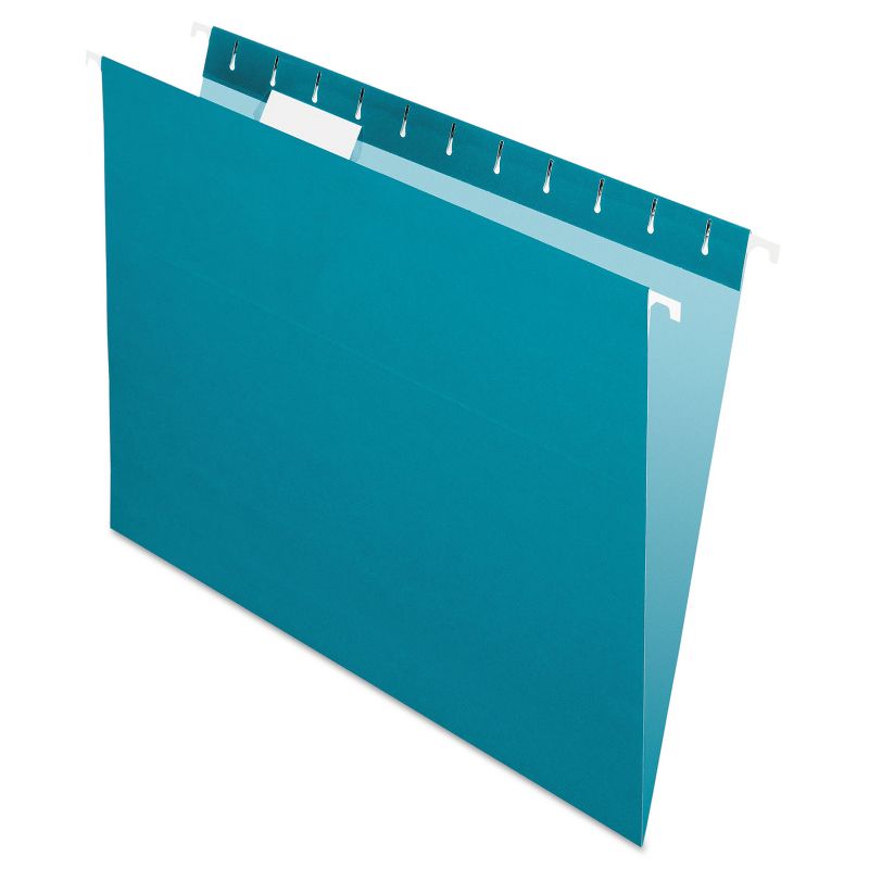 Pendaflex Essentials Colored Hanging Folders 1/5 Tab Letter Teal 25/Box 81614, 1 of 6