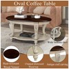 APRILSOUL 42'' oval wood coffee table for Living Room, 2-Tier Solid Wood Cocktail Table with Open Storage Shelf - 3 of 4