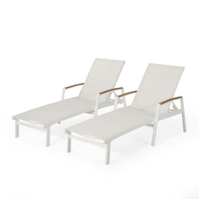 GDFStudio Joy Outdoor Aluminum Adjustable Chaise Lounge with Mesh Seating (Set of 2)
