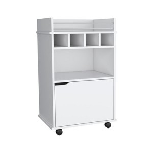 NicBex 2 Shelves Rolling Kitchen Island Cart with 1 Cabinet and 4 Bottle Rack,Kitchen Island on Wheels with Storage,Island Table for Kitchen,White - 1 of 4