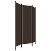 vidaXL 3-Panel Freestanding Room Divider in Brown - Polyester and Iron Material - Indoor Partition and Privacy Screen - Modern Industrial Style - 3 of 4