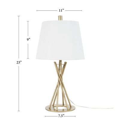 23" Elegant Gold Metal Twist Table Lamp with White Shade