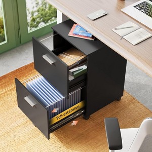 GALAXHERO Mobile 2 Drawer File Cabinet Wood Printer Stand Office Storage Organizer with Lock Letter Size - 1 of 1