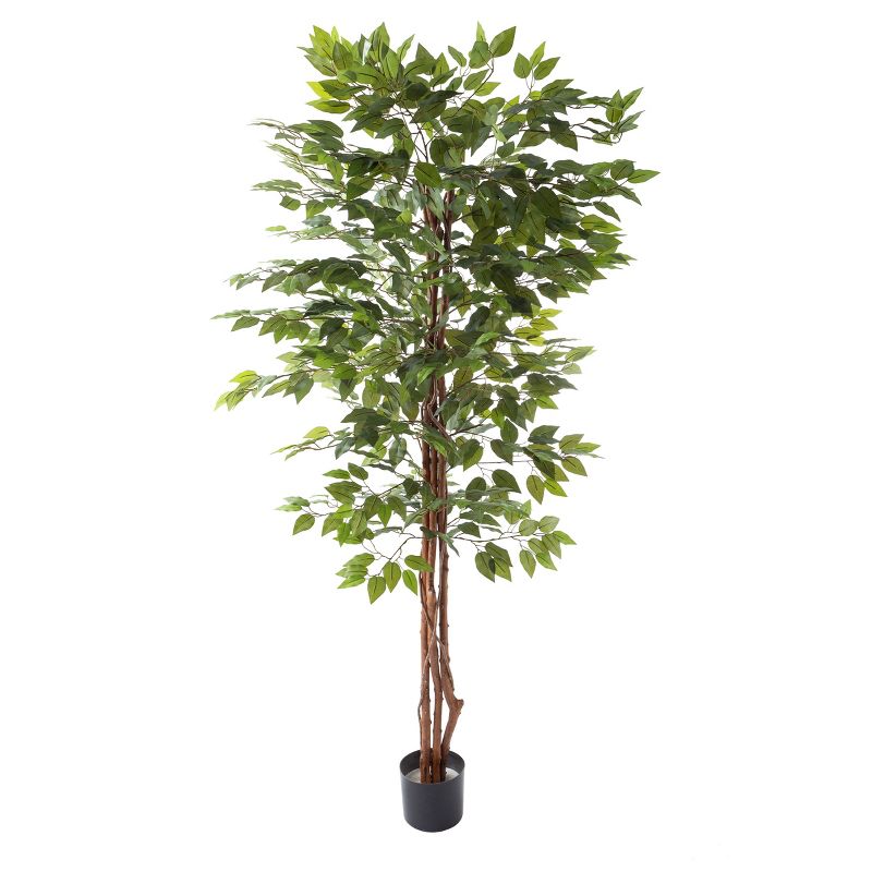 Nature Spring Ficus Artificial Tree - 80-Inch Potted Faux Silk Tree with Natural Looking Leaves for Office or Home Decor - Realistic Indoor Plants, 1 of 8