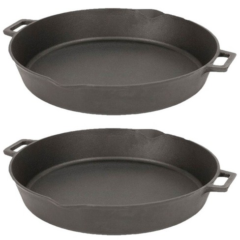 Bayou Classic 16 Inch Oven Safe Cast Iron Skillet Saucepan Cooking  Appliance With Pour Spouts And Double Handles For Home Kitchens, Black :  Target