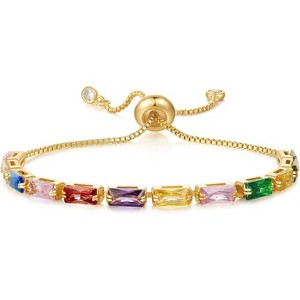 Tennis Bracelet for Women, 14K Gold Plated Cubic Zirconia Adjustable Slider Bracelets Trendy Jewelry Gift - 1 of 4