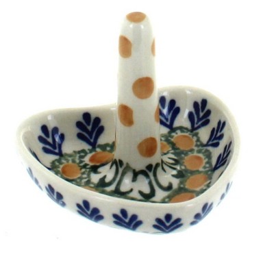 Blue Rose Polish Pottery Herb Garden Ring Holder