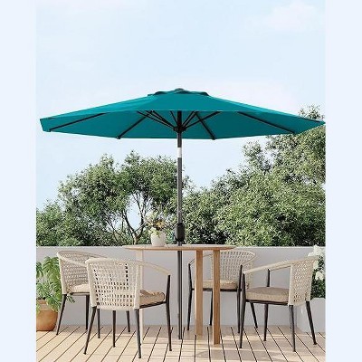 7.5ft Patio Umbrella, Table Umbrella Outdoor Patio with Crank Lift & Push Button Tilt, 6 Sturdy Ribs for Yard, Deck, Pool